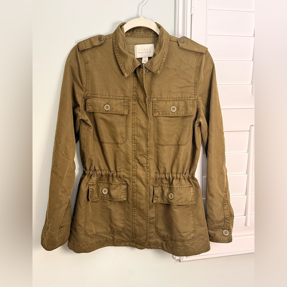Hinge Utility Army Jacket XS Olive Green Military Style Lightweight Jacket